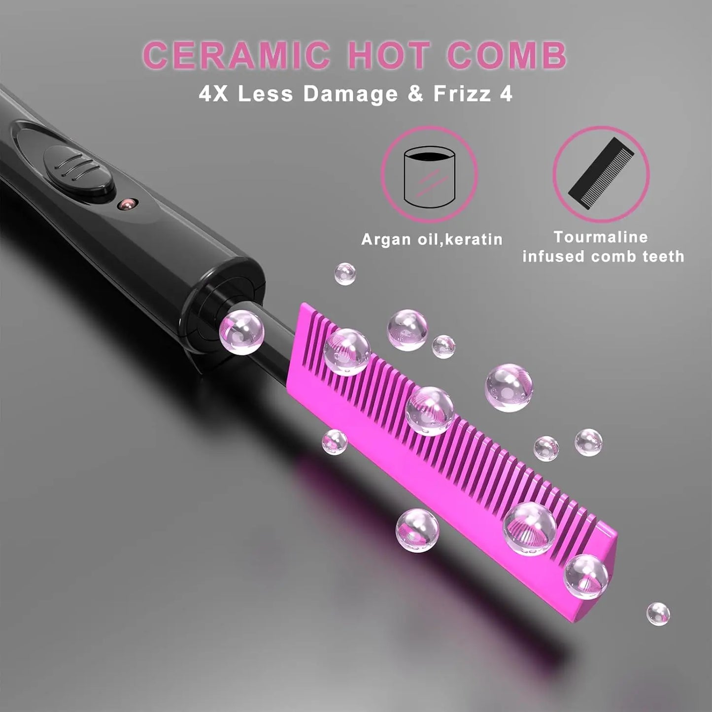 Dual Voltage Hot Comb, 450°F Ceramic Hot Comb for Wigs, Fast Heating Electric Pressing Comb for Natural Black Hair