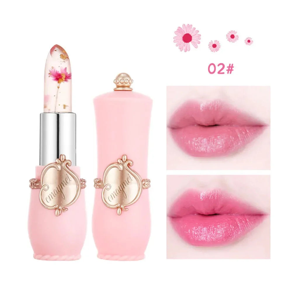 6pcs Make Up Lipstick Set Dry Flower Jelly Crystal Clear Long Lasting Moisturizing Lips Color Change Pink Lip Gloss Cosmetics