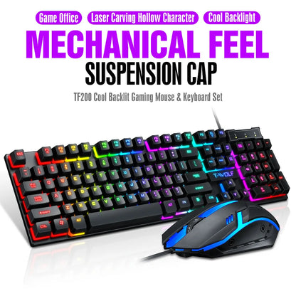 T-WOLF 4-in-1 Ultimate Gaming Combo: RGB Keyboard, Mouse, Headset & Pad