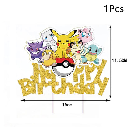 Pokemon Cake Topper Anime Figure Pikachu Party Happy Birthday Pokemon Cake Decoration Supplies Kids Gift