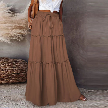Women’s Boho Maxi Skirt: High-Waisted A-Line Tiered Long Skirt