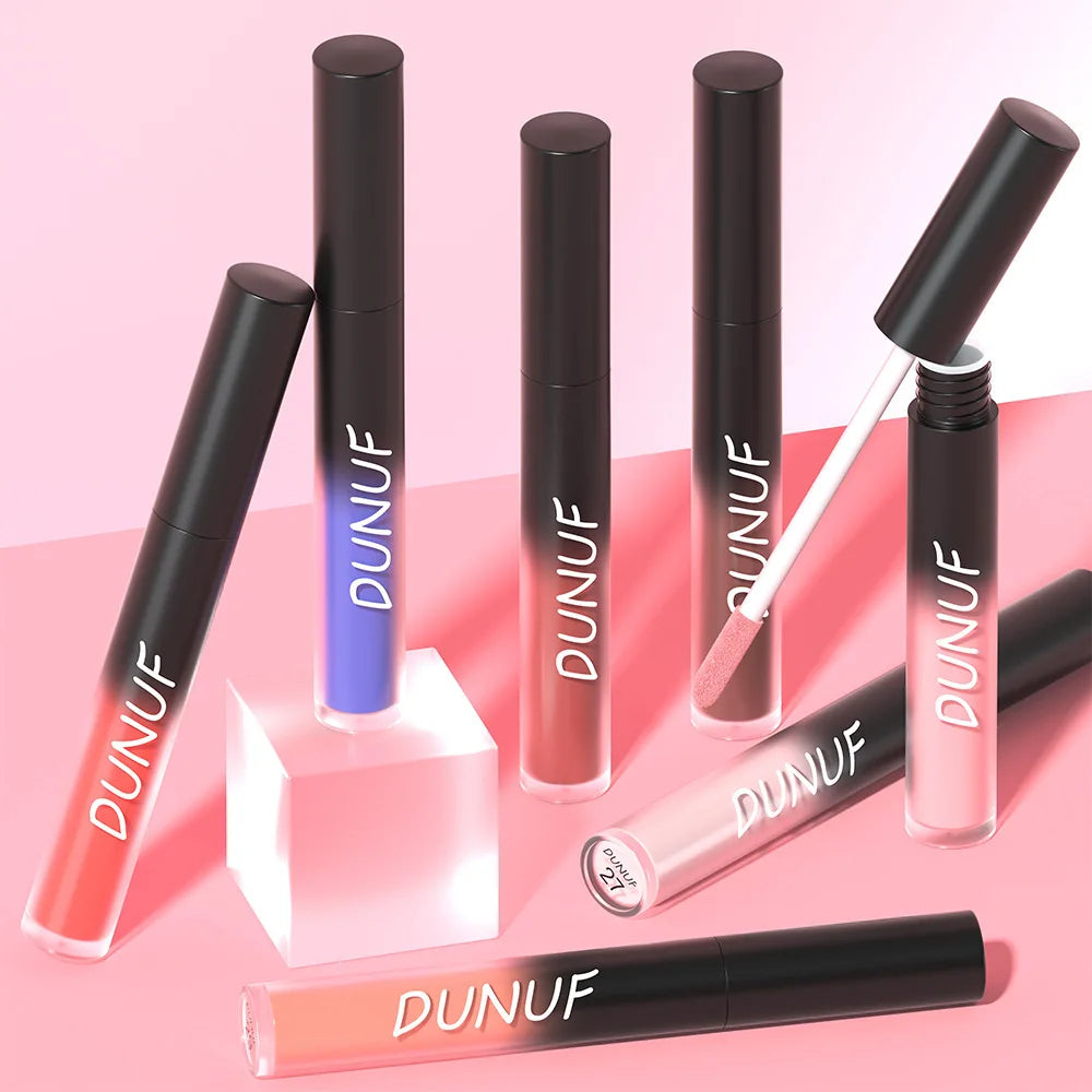 DUNUF 32 Color Matte Liquid Lipstick: Bold Pigment Non-Stick Lip Glaze
