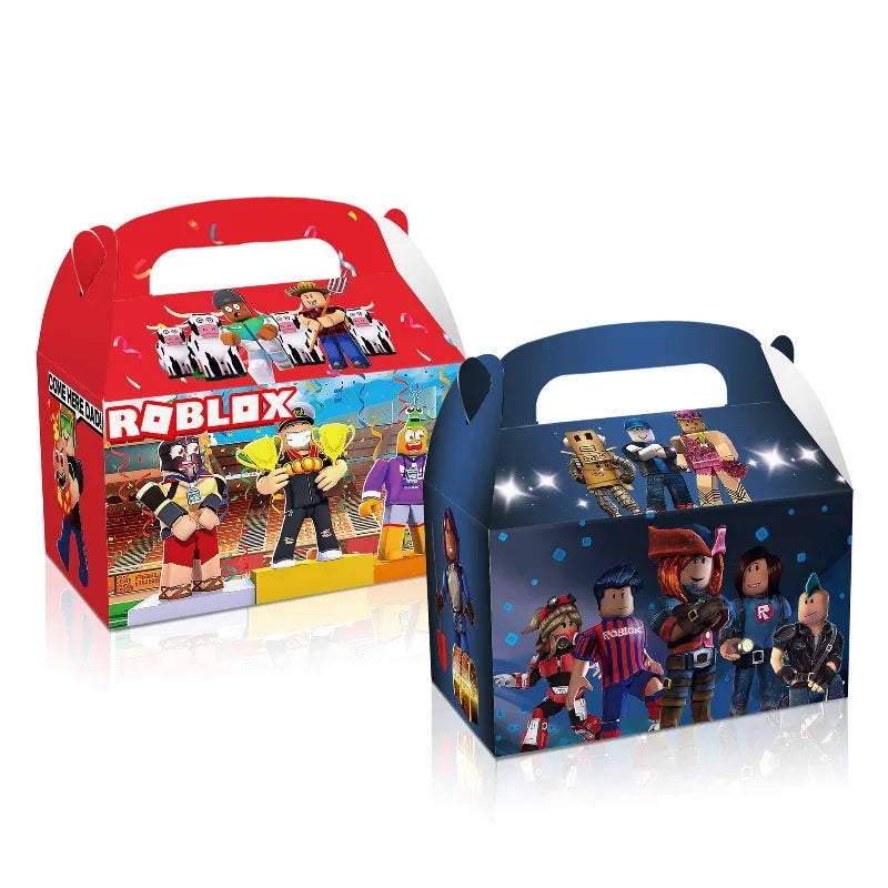 12Pcs/Set Roblox Theme Game Birthday Party Decoration Gift Boxes Anime Pattern Thanks Candy Gift Bag Kid Birthday Party Supplies