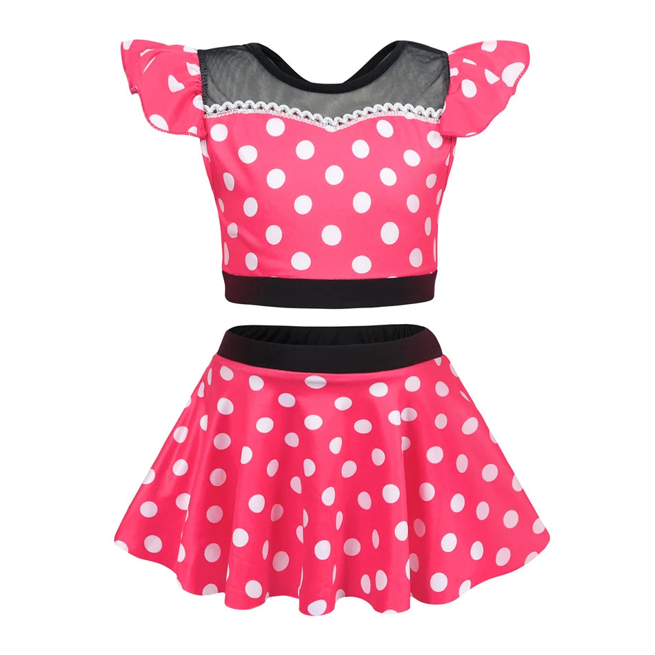 Girls Princess Swimsuit Cinderella Elsa Belle Rapunzel Cosplay Beachwear Kids Summer Fashion 2 Pcs Swimsuit Sets 2-9Yrs