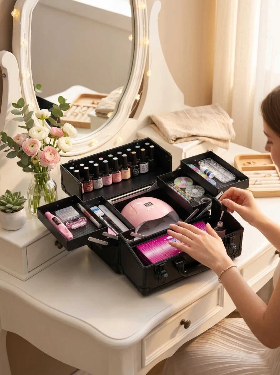 Professional 35 Pcs Gel Nail Kit With LED UV Lamp And Drill Machine 16 Colors Salon Manicure Tools Set Optional Luxury Case