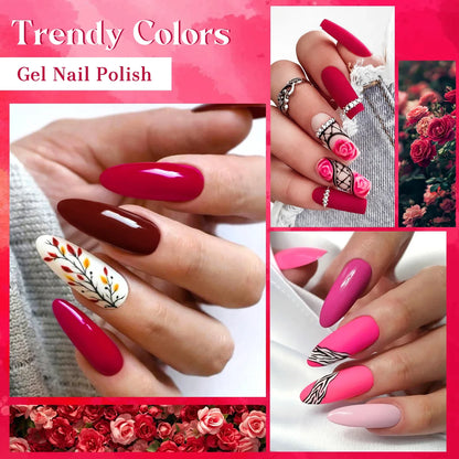 10pc Nail Gel Polish Set HEMA FREE All-Season Nails DIY Nail Art UV/LED Painting Vernis Manicure Kit Long Lasting Hybrid Gel