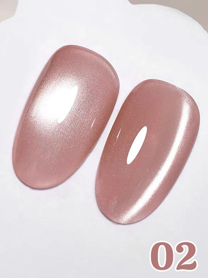 MIANEL 12ML Glass Bead Cat Eye Gel Nail Polish Flash White Spar Nude Color Magnetic Nail Polish White Nails Summer Nails 1-12pcs