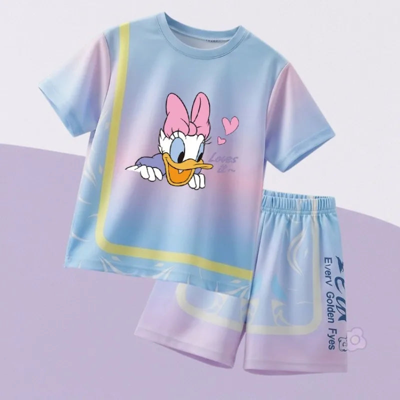 Summer Girls Casial Outfits Breathable Kids Running Shorts Sets Children's O Neck T Shirt Shorts Two Piece Outdoor Sport Clothes