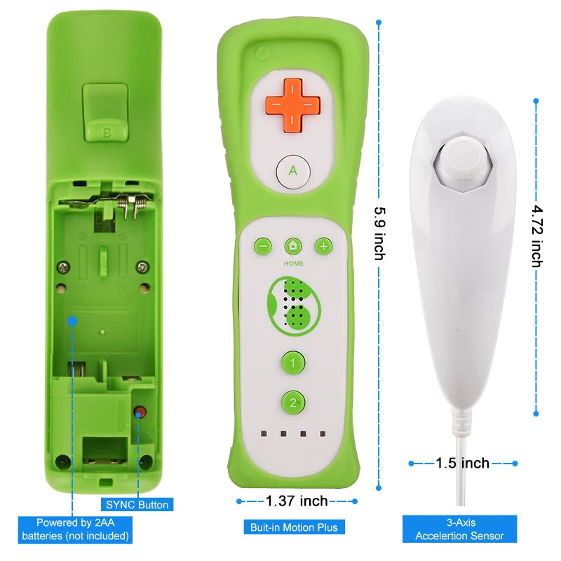 For Nintendo Wii U Joystick 2 in 1 Wireless Remote Gamepad Controller Set Motion Plus Video Games Control Nintendo Wii 1 Pair