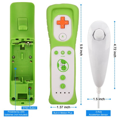 For Nintendo Wii U Joystick 2 in 1 Wireless Remote Gamepad Controller Set Motion Plus Video Games Control Nintendo Wii 1 Pair