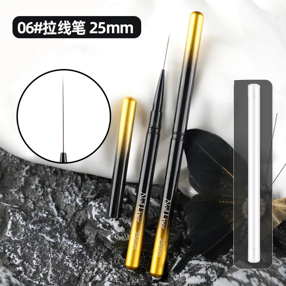 Extra Fine Nail Brushes Liner 6/9/12/15/18mm Design Brushes for Gel Painting Thin Long Lines Details Drawing Pen DIY Line Pen