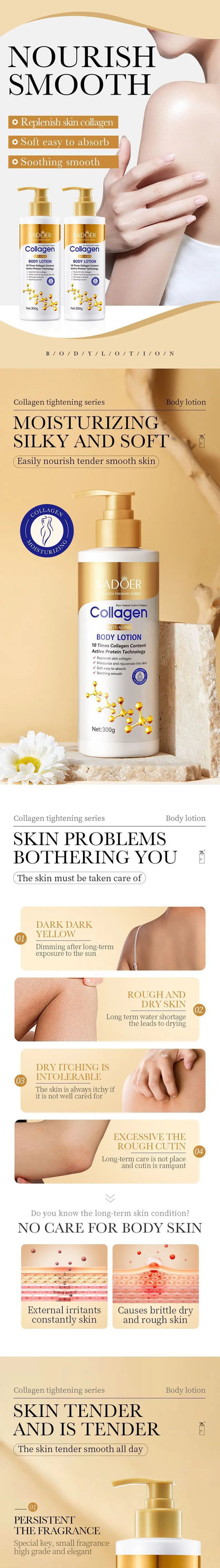 SADOER Collagen Firming Body Lotion: 10 Times Collagen Anti-Aging Hydrator