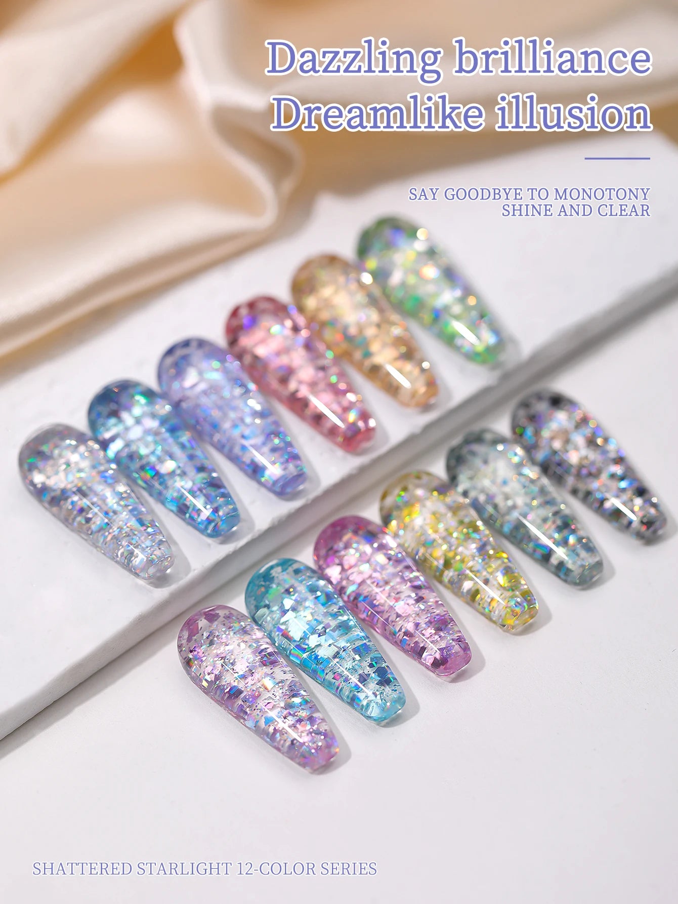 2025 new popular 12-color glittering diamond sequins nail gel, high saturation gloss long-lasting for nail art DIY