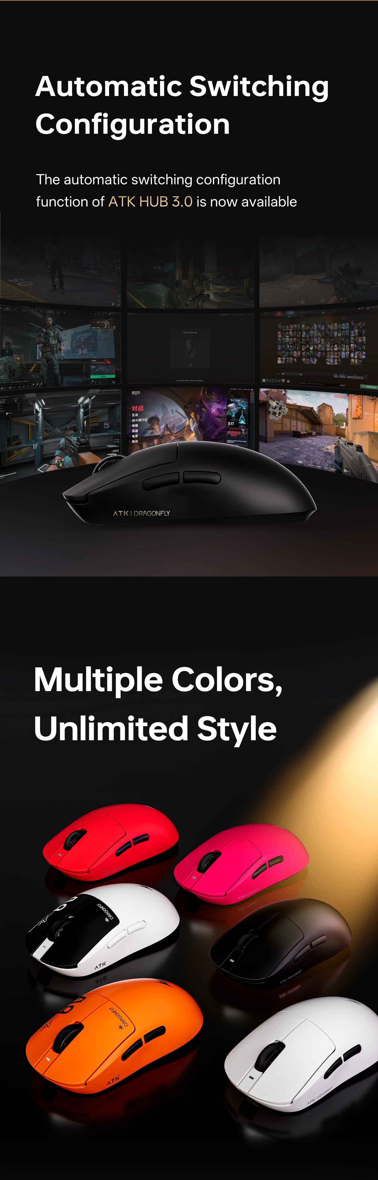 ATK A9 Air Ultimate Wireless Gaming Mouse Tri-Model Dual 8KHz PAW3950UItra 800mAh 42000DPI 750IPS Lightweight Ergonomic E-sports