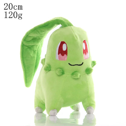 20cm Pokemon Chikorita Plush Toys Soft Stuffed Cartoon Chikorita Doll Kawaii Japan Anime Elf Plush Doll Birthday Gift For Kids