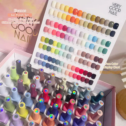 Eleanos 60 Colors Gel Polish Set Very Good Nail Gel Kit With Different Bottle For Nail Art Whole Set Nail Gel Polish Learner Kit