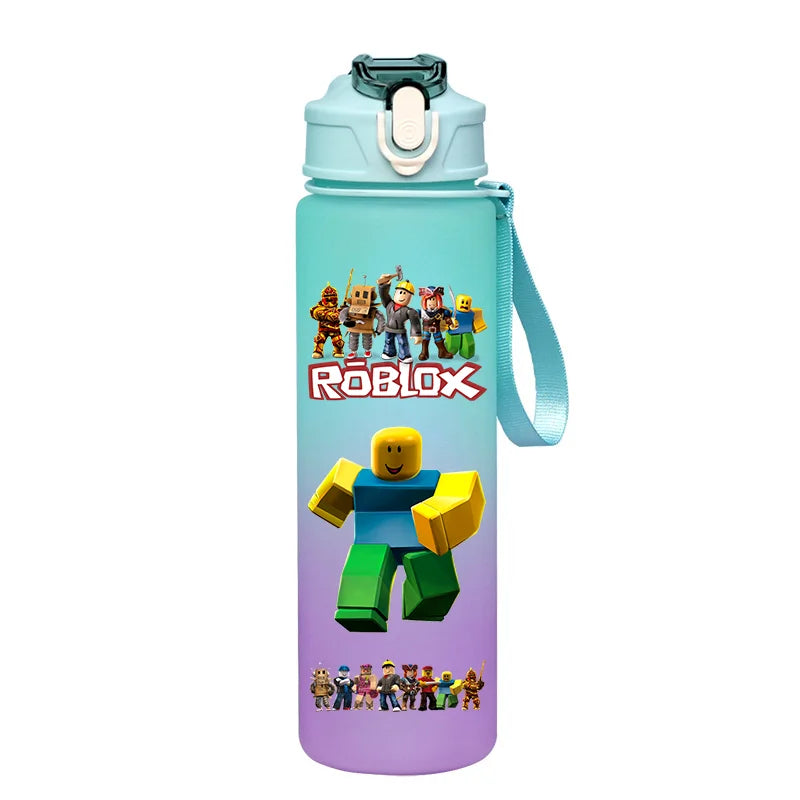 Roblox Anime Cartoon Straw Drink Bottle 750ml Gradient Color Water Cup Game Student Daily Necessities Gourde Boy Holiday Gift