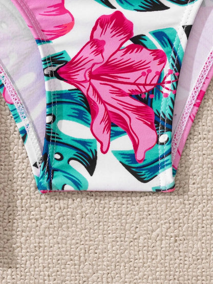 Three Pieces Bikini Set Cover Up Women 2023 New Push Up Twist Swimsuit Print Long Sleeve Swimwear Biquini Bathing Suit Summer