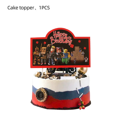 Roblox Boy Kids Set Birthday Party Decorations Tableware Tablecloth Cup Plate Napkin Bags Baby Shower Roblox Party Favor Kits
