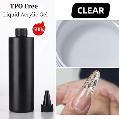 MSHARE 500g Liquid Acrylic Gel Acrygel TPO Hema Free Builder Nail Gel For Nails Extension Constuction Self Level Soak Off UV LED