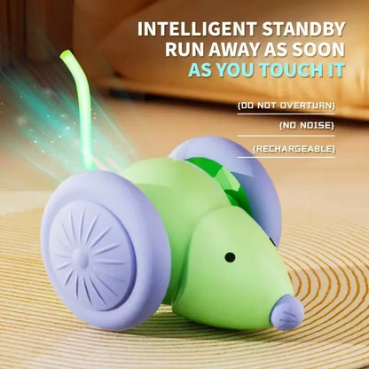 Interactive Cat Toys Colorful LED Electric Mouse Automatic Teaser Kitten Toy Intelligent Obstacle Avoidance Pet Toy USB Charging