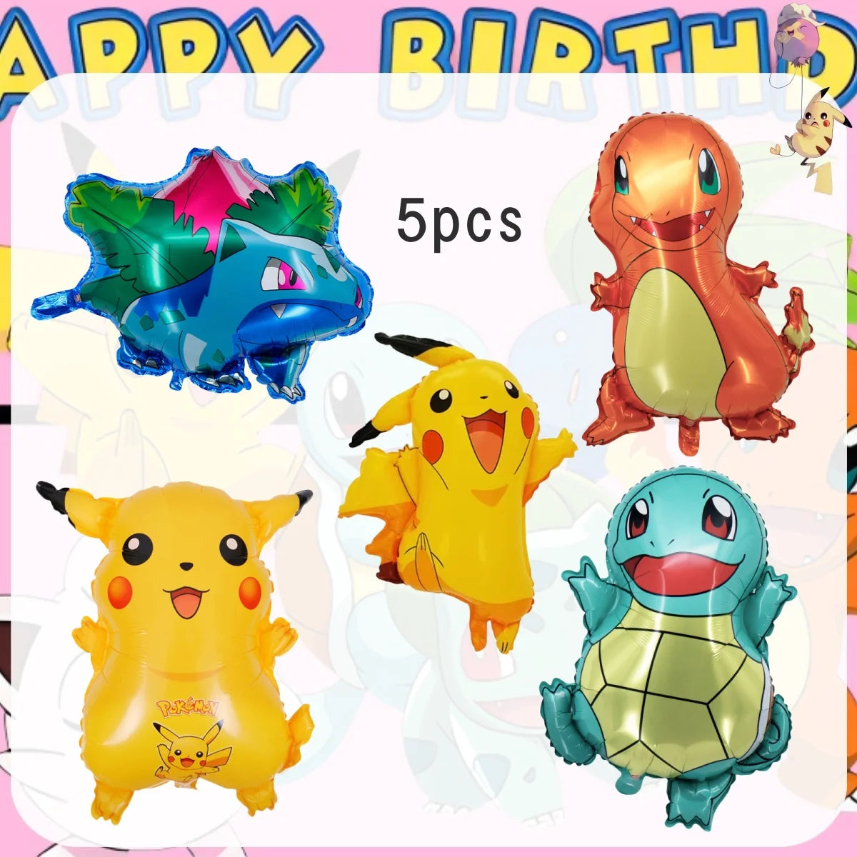 Pink Pokemon Birthday Party Decoration Pikachu Disposable Tableware Plate Tablecloth Balloons Baby Shower Kids Party Supplies