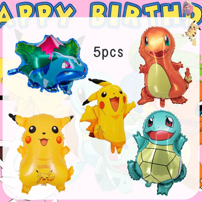 Pink Pokemon Birthday Party Decoration Pikachu Disposable Tableware Plate Tablecloth Balloons Baby Shower Kids Party Supplies