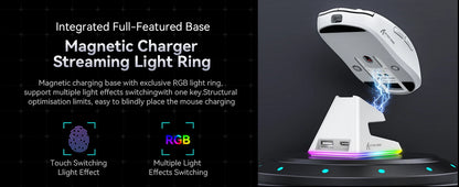 ATTACK SHARK X6 Lightweight Wireless Gaming Mouse with RGB Backlight Charging Base,Tri-Mode,26K DPI, PAW3395 Optical Sensor
