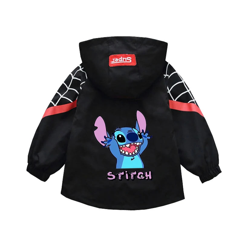 Boys Spiderman Hooded Jackets 1-10 Years Girls Spring Autumn Stitch Print Sports Coats Children Cartoon Outerwear Kids Clothes