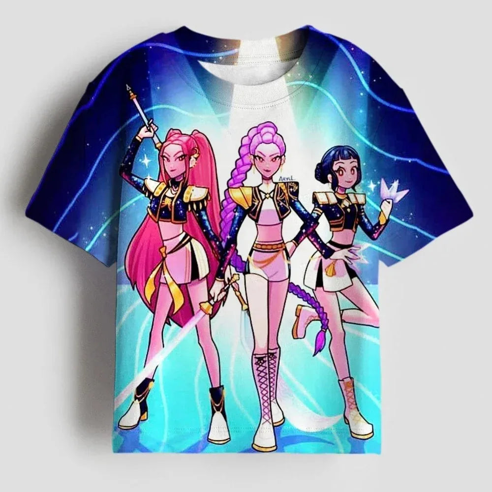 Hasbro Monster Girls Group K-POP, KPOP Dinosaur Hunter Series Women's Sportswear Children's Cartoon 3D T-Shirt