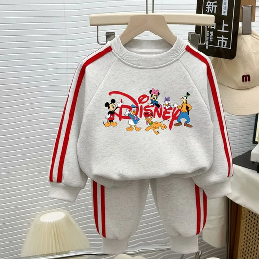 2026 Spring New Style Boys Casual Sweatshirts Set Girls O Neck Hoodies Long Pant Two Piece Children's Fashion Tracksuit Running