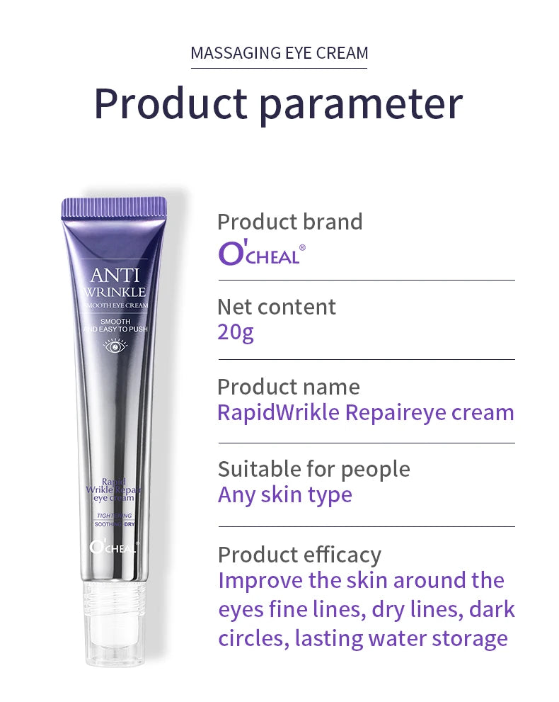 O'CHEAL Rapid Wrinkle Repair Eye Cream: Triple-Roller Massager & Hyaluronic Acid