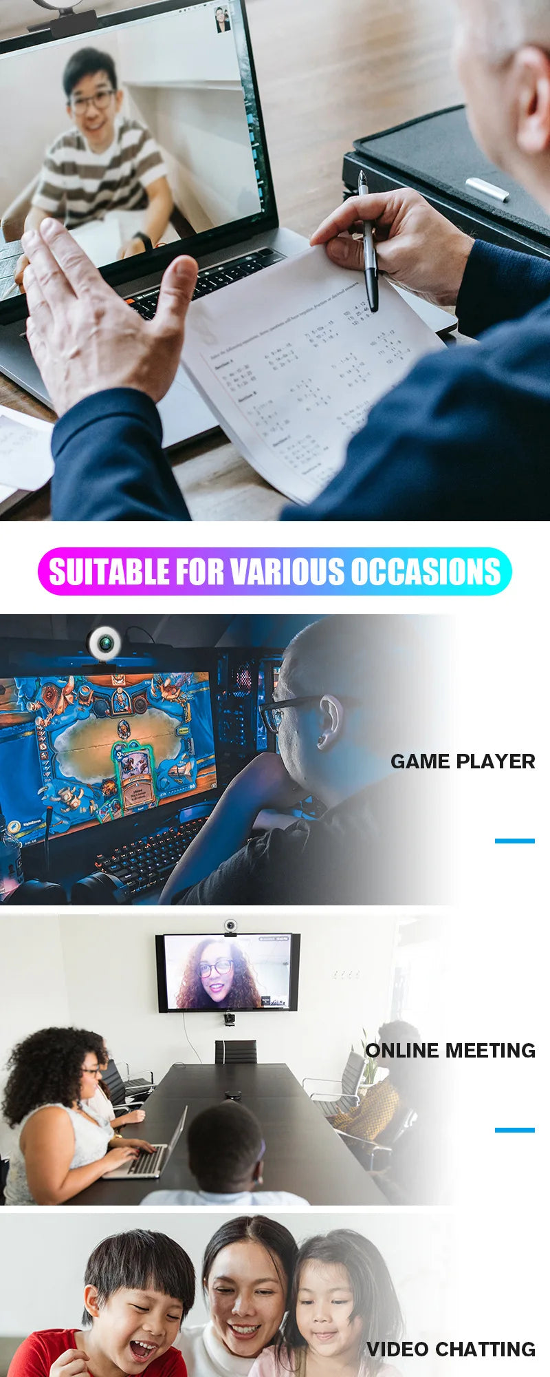 4K Webcam with LED Light 📷✨