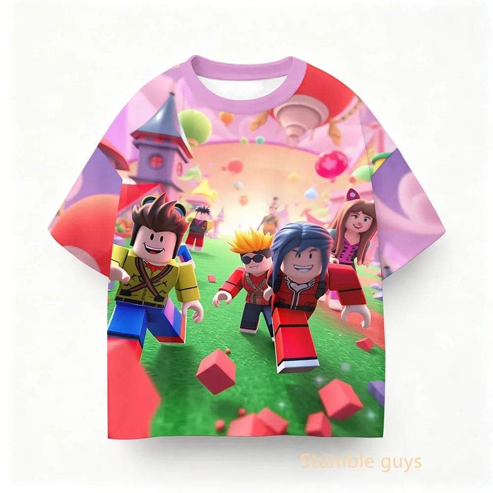 Roblox Children Summer Gamer T-shirt Boys Clothes Girls Anime Short Sleeve