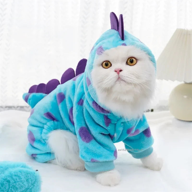 Blue Dinosaur Hooded Pet Coa