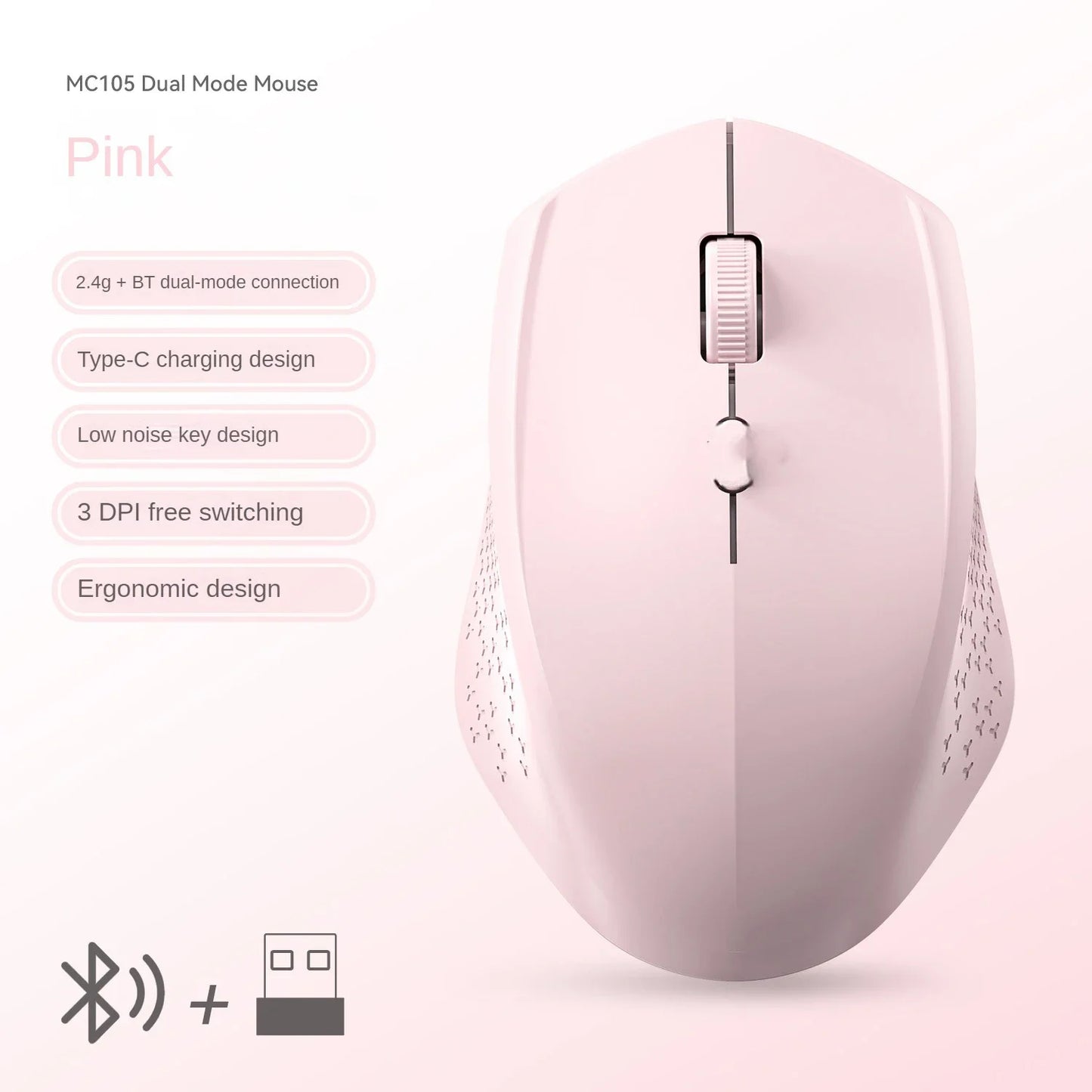 Dual-Mode 2.4G Wireless Mouse Bluetooth Mouse Office Silent Mouse Rechargeable Mice Gaming Mouse For Laptop Tablet Windows MacOS