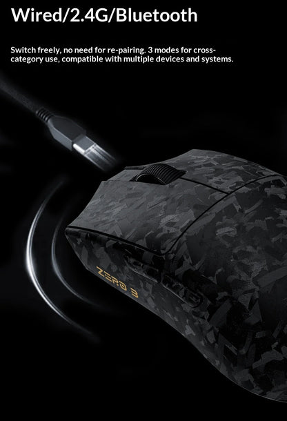 XINMENG ZERO 3 Gaming Mouse PAW3311/PAW3395/PAW3950 E-sport Sensor 1K/8K Polling Rate Carbon Fiber Case 500mAh Battery Wireless