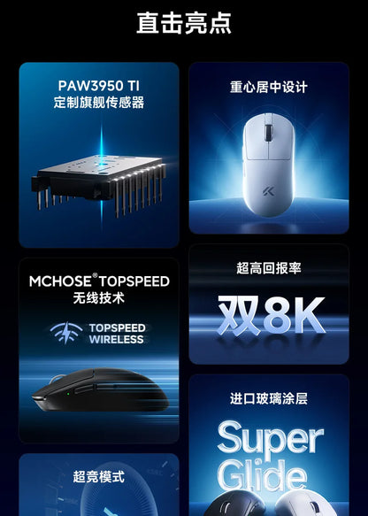 New Mchose A7 & A7v2 Advanced Lightweight Wireless Mouse Tri-Mode Connection Gaming Office Mouse Christmas Gift For Boys