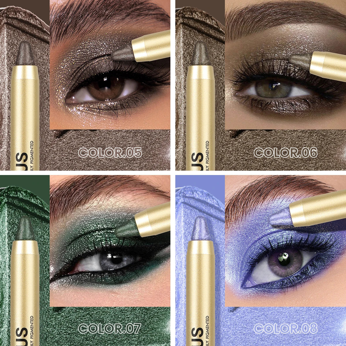 1PC Anti-smudge, Glitter and Matte Finish for Beginners, Vibrant Metallic, Silky, Double Headed Eye Shadow Stick for Bold Look
