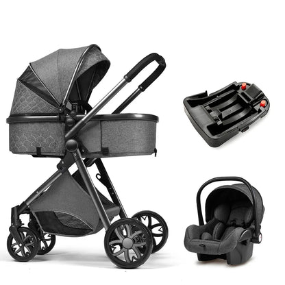 3in1 High Landscape Baby Stroller with car seat Newborns Infant Portable Baby Carriage ISOfix Base Multi functional strollers