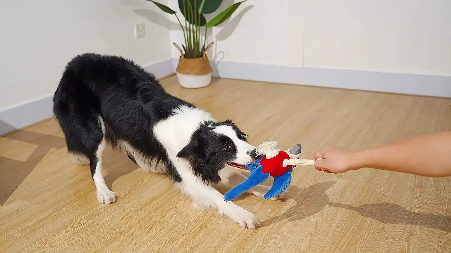 Indestructible Plush Parrot Dog Toy, Squeaky Stuffing for Small & Big Dogs, Durable Pet Supplies