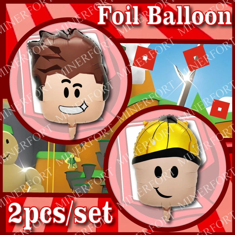 ROBLOX Game Aluminum Foil Balloon Set for Cartoon Baby Shower Boy Birthday Party Decoration Theme DIY Festival Supplie Gift 2pcs