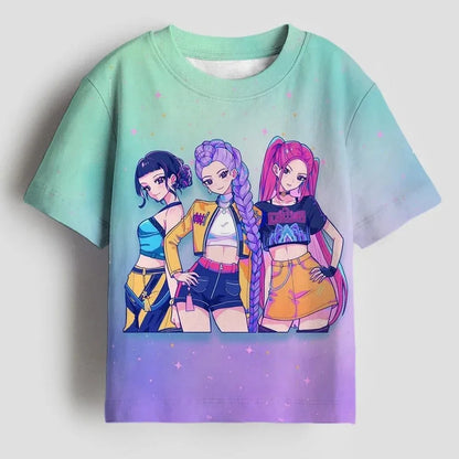 Hasbro Monster Girls Group K-POP, KPOP Dinosaur Hunter Series Women's Sportswear Children's Cartoon 3D T-Shirt