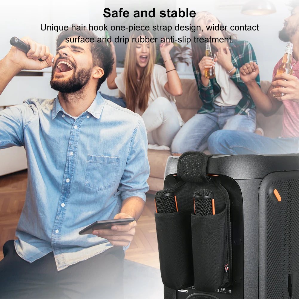 Mic Hanger Storage Holder Mic Organizer Bag Microphone Carrying Case for JBL PartyBox 110/120 Wireless Microphone