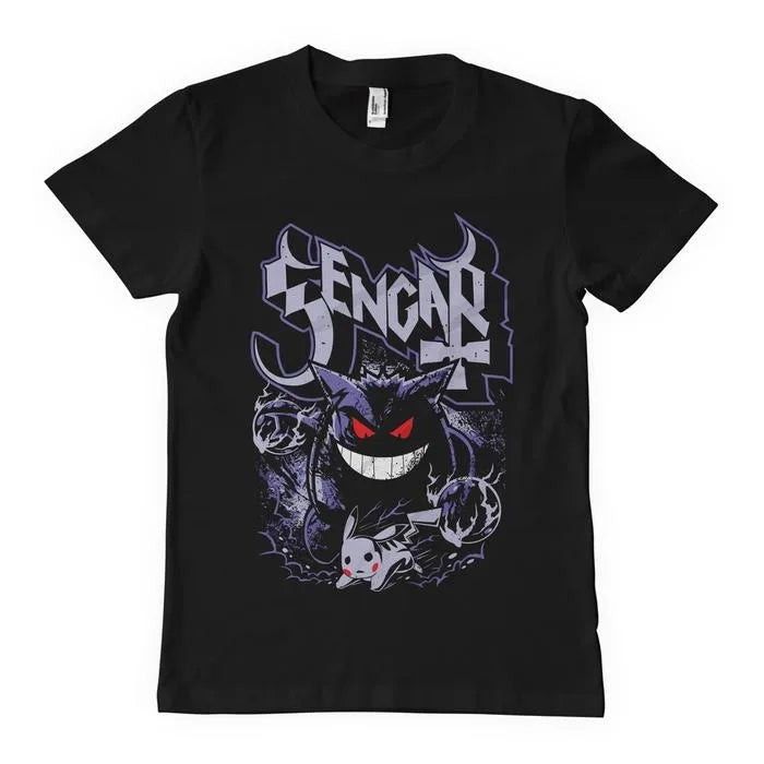 2025 Summer Pokémon Anime Gengar Kaiju 100% Pure Cotton Printed T-shirt Men Harajuku Loose Casual Versatile Short-sleeved Top