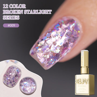 2025 new popular 12-color glittering diamond sequins nail gel, high saturation gloss long-lasting for nail art DIY