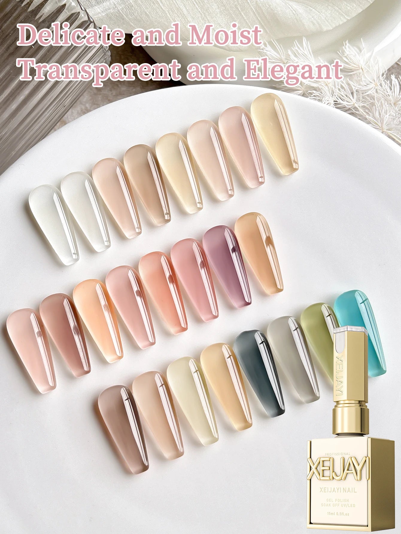 24Pcs 15ML Ice-through Color Gel Nail Polish Semi Permanent Nail Art Soaking UV LED Nail Salon DIY Nail Salon Gel For Spring