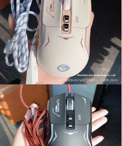 Mechanoid-style Wired Gaming Mouse - Macro Programming RGB Glowing FPS Gaming Computer Universal Audio-Enabled E-sports Mouse