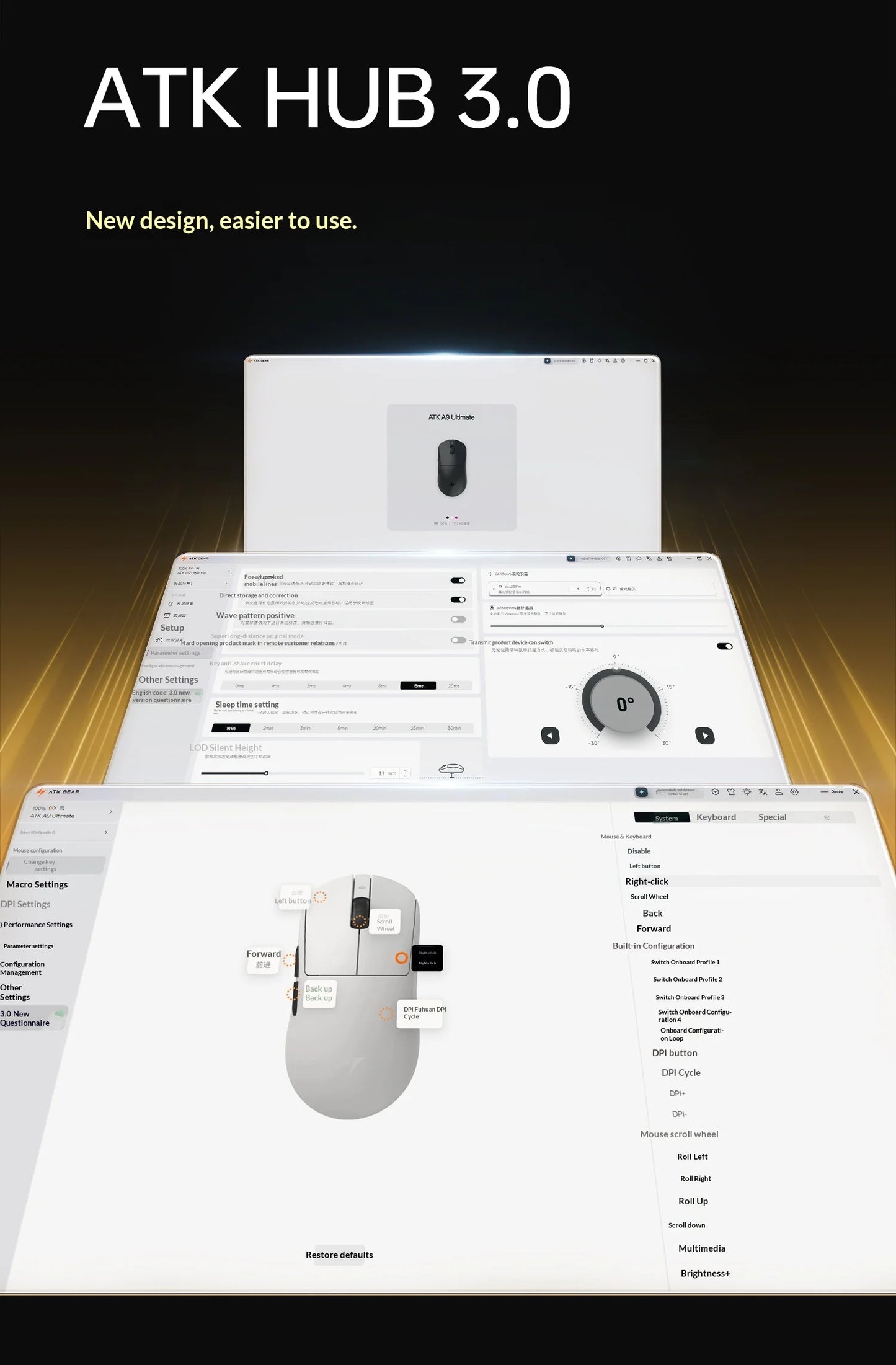 ATK DragonFly A9 Air Ultimate Wireless Gaming Mouse PAW3950 Ultra 42000DPI 750IPS 8KHz RGB Ergonomic Design for Windows MacOs