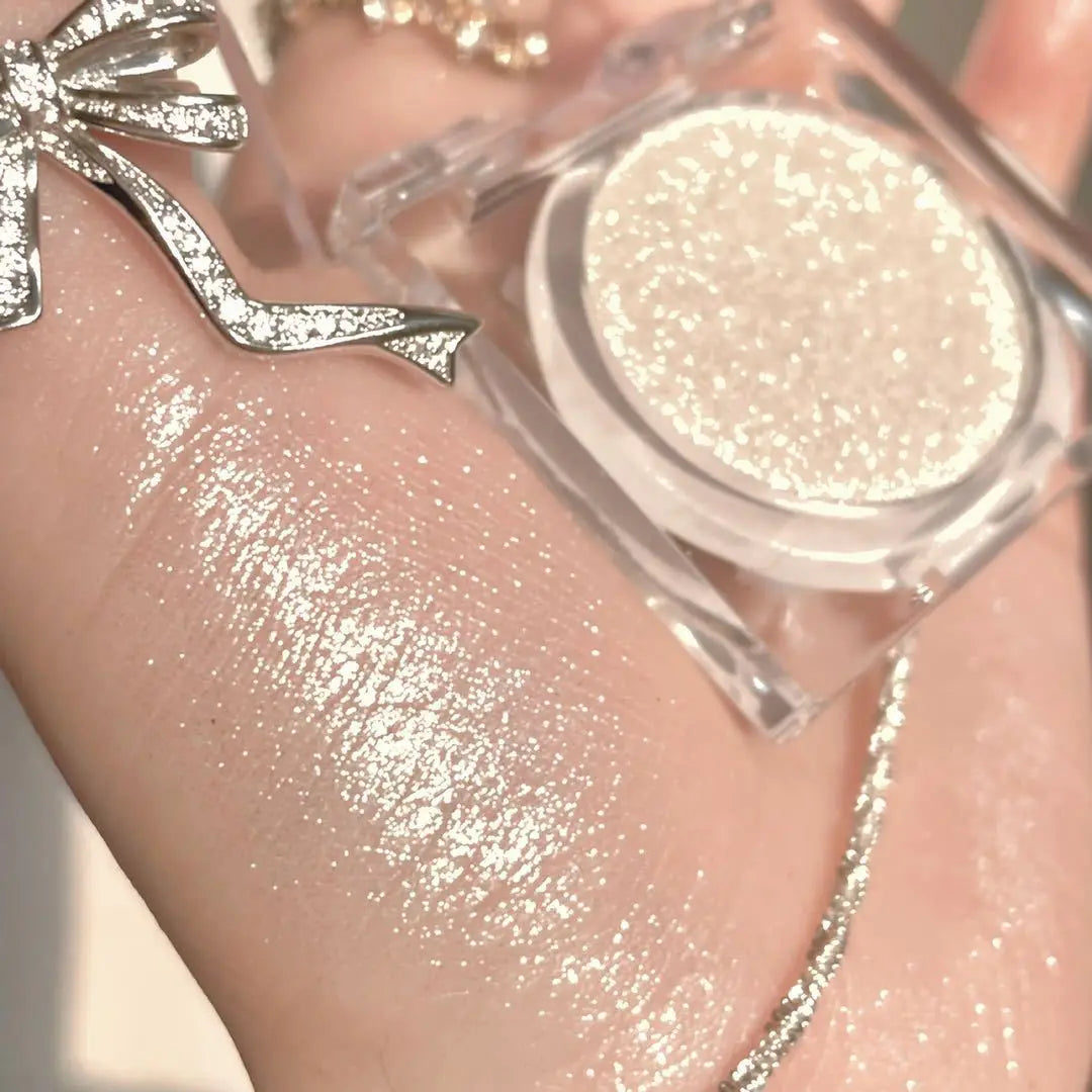 Monochrome White Shiny Highlighter Palette Gorgeous Glitter High Gloss Long Lasting Pearlescent Shimmer Brighten Bronzers Makeup